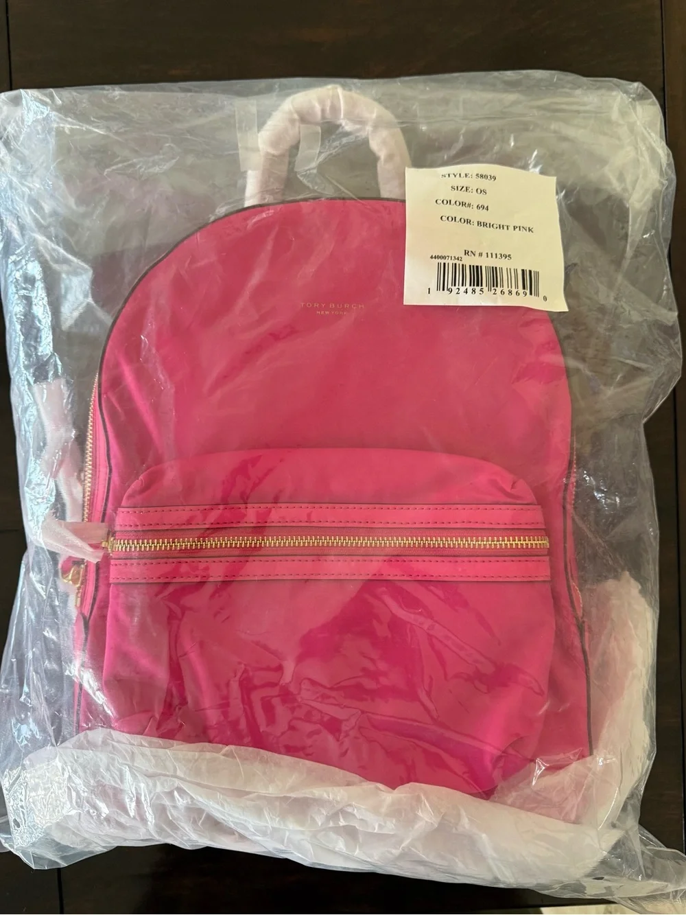 Tory Burch Bright Pink Nylon Backpack with Gold Hardware display picture 2